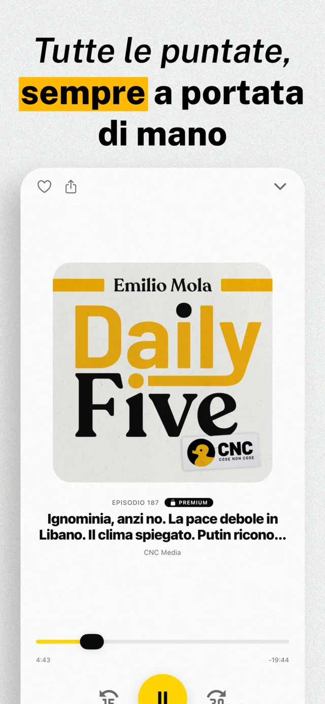 Tutte le puntate a portata di mano: il player di Daily Five